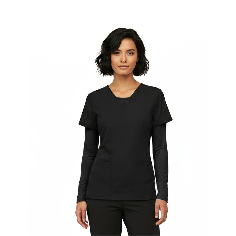 Natural Uniforms Women's Under Scrub Tee Crew Neck Long Sleeve T-Shirt (Black, X-Large) - Image 3
